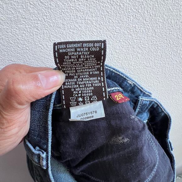 7 For All Mankind Bootcut Mid Rise Women's Jean Size 29 Light Distressed Denim - Picture 7 of 9